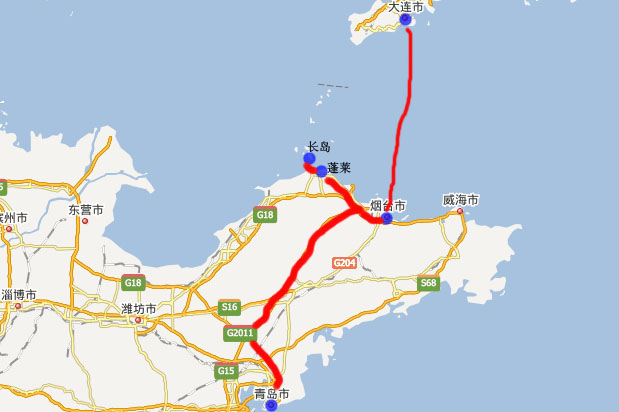Image result for 大連 威海 地圖