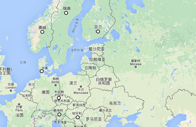 北欧旅游景点分布图